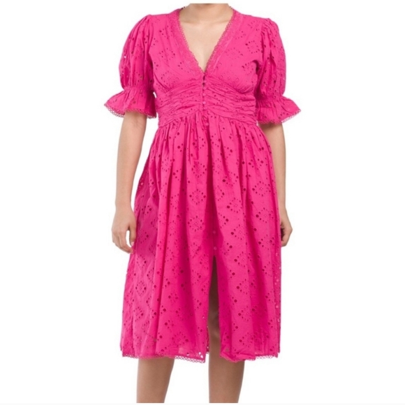 NWT House of Harlow hot pink eyelet barbie core dress size medium - Picture 2 of 7